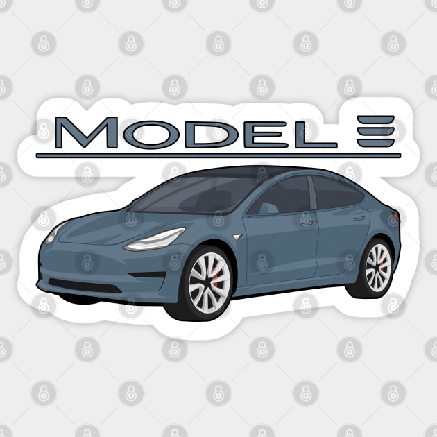 The Model 3 Car electric vehicle grey Sticker by creative.z